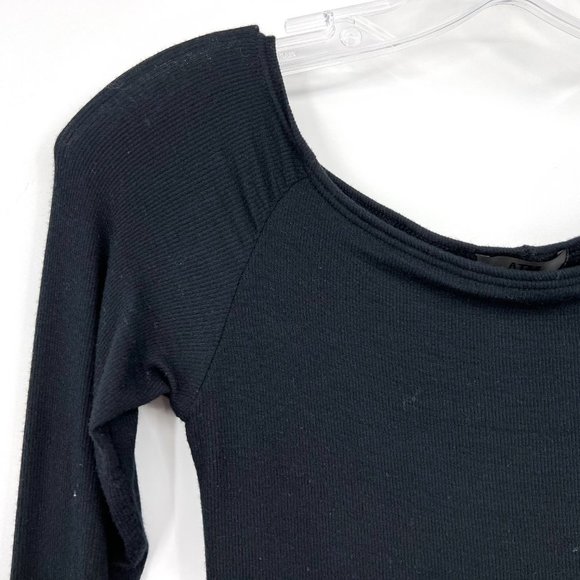 ATM MODAL RIB LONG SLEEVE BODYSUIT BLACK - Picture 2 of 6